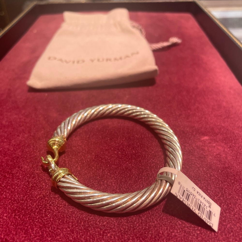 David Yurman buckle bracelet / bangle - silver, 18k gold, and diamonds - Picture 3 of 15